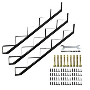 3 Packs Metal Stair Step Stringers, 5 Step Steel Riser Stringer for 42.4inch Height Deck(Polished Black)