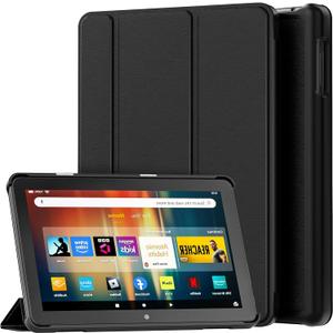 Lainergie 8in Smart Trifold Stand Case with Hard PC Back and Auto Wake/Sleep Incompatible with TCL,Black