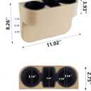IOKONE Coin Side Pocket Console Side Pocket Leather Cover Car Cup Holder Auto Front Seat Organizer Cell Mobile Phone Holder (Beige)