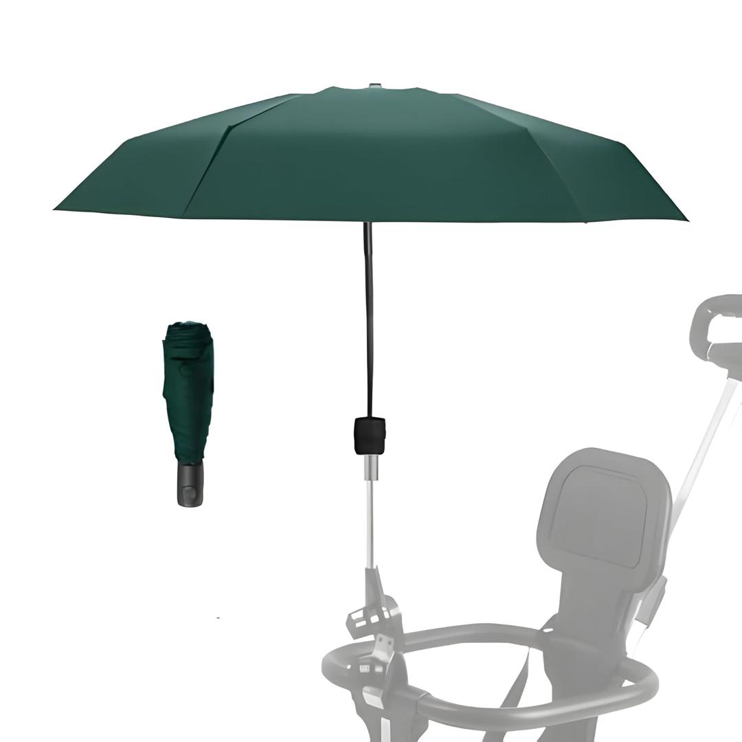 Adjustable Steering Angle, Clip-On All-Round Protection, Convenient and Lightweight, for Sun Protection Lightweight, Easy to Install, Stroller Umbrella, Baby Umbrella Stroller Accessory. (Green)