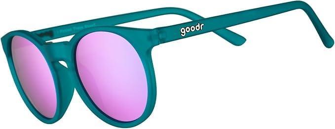 goodr I Pickled These Myself Polarized Round Sunglasses, Small Sized (Circle G), Teal Translucent Frames with Purple Pink Mirrored Reflective Lens, UV400 Protection, No Slip, No Bounce