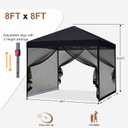 MASTERCANOPY Pop-Up Setup Outdoor Canopy with Netting Screen Walls (8x8, Black)