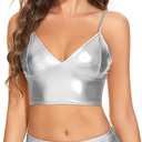 Vinaderhom Women's Metallic Crop Top Shiny Rave Bra for Dance Festivals Costumes L