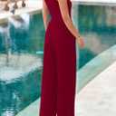 PRETTYGARDEN Summer Sleeveless Jumpsuits for Women Dressy Square Neck Wide Leg Pants Knit One Piece Rompers Fashion Clothing (L)