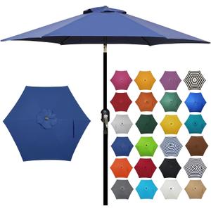 Blissun 7.5 ft Patio Umbrella, Yard Umbrella, Outdoor Market Umbrella with Push Button Tilt Crank (Navy Blue)