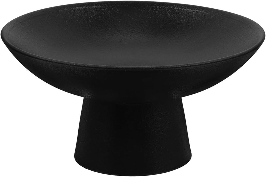Amosfun Ceramic Fruit Bowl Pedestal Bowl Food Platter with High Legs for Desserts, Snacks and Nuts Dining Table Supply Black, 15X15X7.5CM