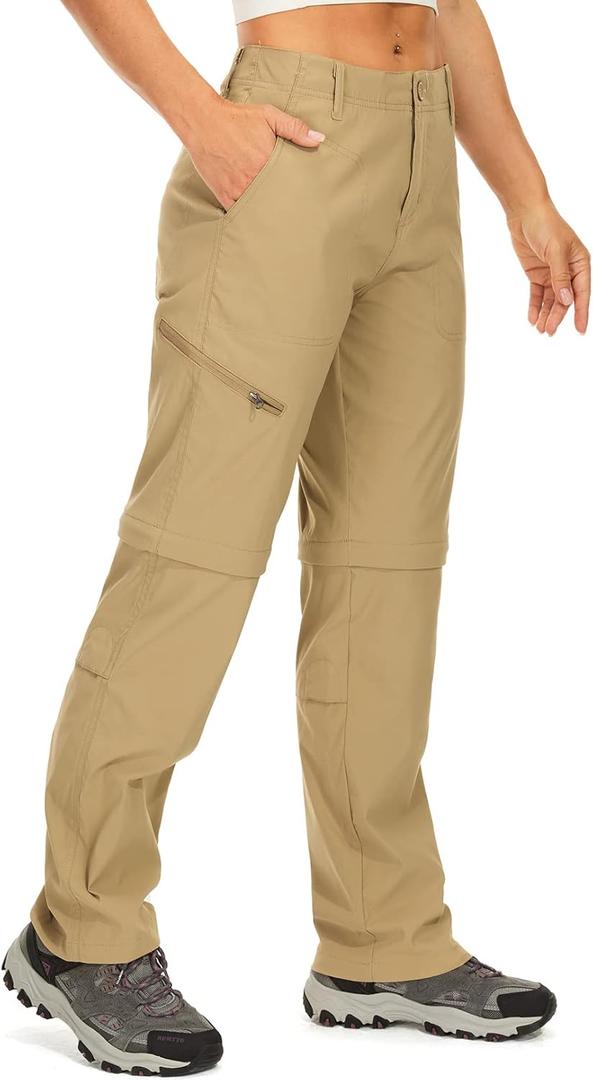 Women's Hiking Pants Convertible Zip Off Lightweight Quick Dry Outdoor Travel Camping Safari fising Pants (18, Khaki)