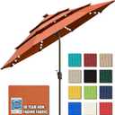 EliteShade USA 10-Year-Non-Fading 9ft 3-Tier Market Patio Umbrella, Commercial Table Umbrella with 80 Solar LED Lights, Crank Open, Windproof & UPF 50+ UV Protection for Garden, Deck, Pool, Backyard, Rust