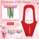 Chivertion 48 Pcs Mother's Day Flower Bags Bulk Kraft Paper Flowers Bouquet Holder with Handle Florist Floral Boxes for Arrangements Flower Bloom Bar Bridal Wedding Birthday Home Party Decor