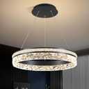 Modern LED Chandelier 1 Ring 19.7in Pendant Lighting for Kitchen Island 50W Dimmable LED Pendant Ceiling Light Black Hanging Light Fixtures with Remote for Kitchen Dining Room Bedroom Living Room