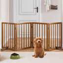 Mino Kesper Natural 37-74" Wide Dog Gate for Stair, Bamboo Dog Gates for The House Doorways, Freestanding Pet Gates for Dogs, Doogie Puppy Fence Gate