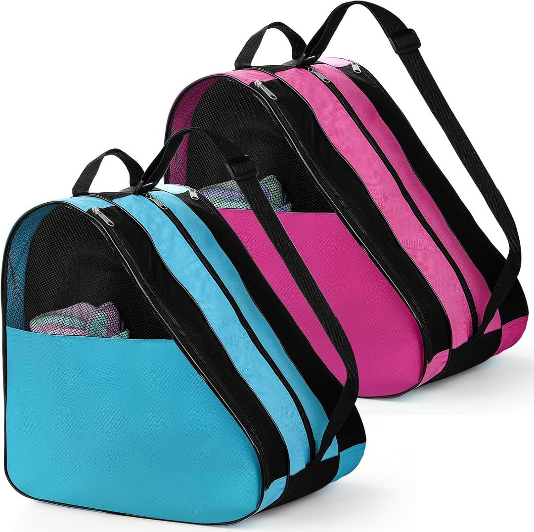 TOPZEA 2 Pack Roller Skate Bags, Oxford Cloth Ice Skates Storage Bag with Adjustable Shoulder Strap, Figure Skating Shoes Carry Bags Roller Blade Container, Roller Skate Accessories