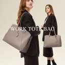 LOVEVOOK Teacher Tote Bag for Women, Work Bags Laptop Bag, Professional 17.3 Inch Leather Computer Bag, Large Purses Handbag Briefcase, Taupe