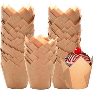 Natural Tulip Cupcake Liners for Baking 200 Cups, Unbleached Parchment paper Muffin Liners, Upgraded Standard Cupcake Wrappers, Greaseproof Cup Cake Liner, Easy to Use in Party, Birthday, Christmas