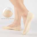 COOPLUS No Show Socks Womens Cotton Non Slip Low Cut Liner Socks Thin Invisible Socks for Flats Loafers 6 Pairs (Beige)