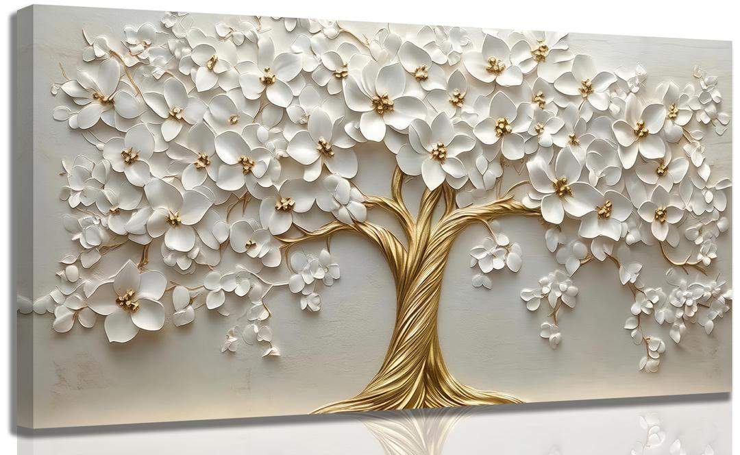 Large Tree of Life Canvas Wall Art, Gold Tree Painting Picture Wall Decor,Luxury Modern Poster Print Artwork for Living Room Bedroom Office Hotel Home Decoration 20 x40 inches
