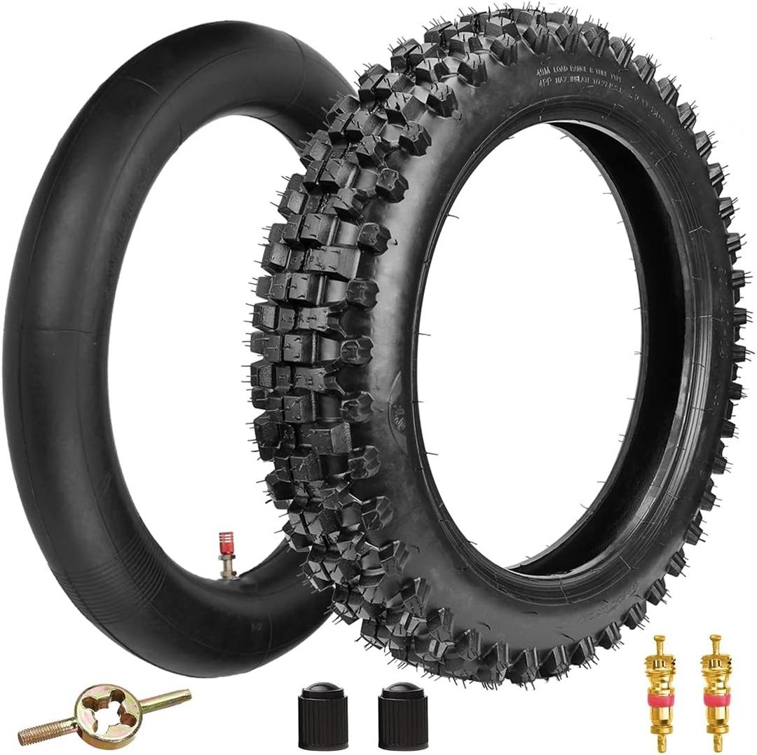 FVRITO 90/100-14 3.00-14 Knobby Tire and Inner Tube for 125cc 140cc CR80R CR85R CRF80F CRF125F CRF150R XR80R Yamaha YZ80 YZ85 TTR125 Apollo RFZ X18 TaoTao ATD125 DB17 Kawasaki KLX125 85 SX XC