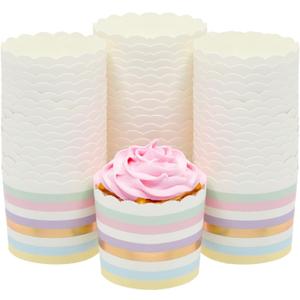 50-Pack Pastel Cupcake Liners - Large Paper Baking Cups for Birthdays, Home Baking, Bake Sales, Bridal Showers (2.2 In)