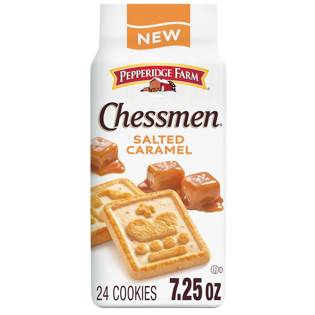 4 x Pepperidge Farm Chessmen Salted Caramel Cookies, 7.25 Oz Bag (EXP 04/26/26)