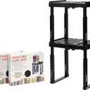 Tools-for-School Height & Width Adjustable Locker Shelf - Strong ABS Plastic - Width Adjusts from 8"-12.5" & Height Adjusts from 10"-14" - Patented Design - BEWARE OF CHEAP IMITATIONS - 2 Pack (Black)