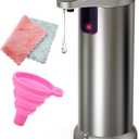 Infrared Automatic Soap Dispenser Touchless, Stainless Steel Battery Operated Touchless Soap Dispenser with Waterproof Base for Bathroom Kitchen Hotel.