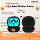 Bluetooth Kids Speaker for Music: Face-Changing Wireless Mini Speaker with RGB Light/TWS Function Teen Boys Birthday Gifts Bedroom Decor for Music Lover (Cool Boy)