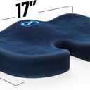 Everlasting Comfort Doctor Recommended Memory Foam Seat Cushion for Office Chairs & Car - Ergonomic Office Desk Accessories - Cushions for Tailbone Pain Relief, Sciatica (Navy Blue, Large)