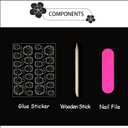Press On Nails - Almond Fake Nails - French Tip False Nails Press ons - Medium Glue on Nails with Chrome Design - for Women Stick on Nail 24Pcs
