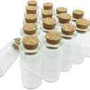 Mini Glass Jars with Cork Lids, 10ml DIY herb Sand Art, Small Romantic Decorations Glass Bottles Message Craft, Birthday Wedding Anniversary Party Favors Pack of 16