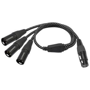 2FT XLR 1 Female to 3 Male Y Splitter Cable - Metal-Braided Y-Cable, Non-Slip Grips,3Pin XLR 3-Way Signal Duplication for Mixers/PA/Amps