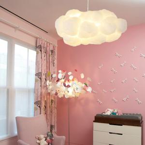 Arturesthome 2-Lights Hanging Cloud Pendant Lighting, Modern Fluffy Cotton Chandelier Ceiling Light Fixture for Children Girls Kids Living Room White-23.6in, 23.6inx11.8in