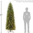 Puleo International 7.5ft Pre-Lit Fraser Fir Pencil Christmas Tree with 350 Clear Lights, 1188 Realistic Dense Branch Tips, Easy Setup Artificial Trees with Sturdy Metal Stand