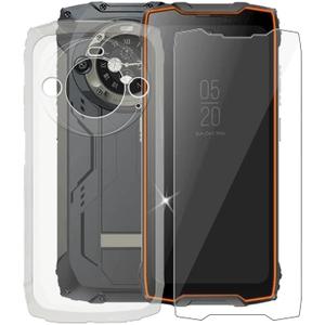 Tempered Glass Film + Cover for Blackview BV9300 Pro (6.70"), 9H Hardness Screen Protector and Soft Silicone Case Bumper Transparent Protective TPU Cases - Clear