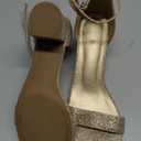 mysoft Women's Chunky Low Heels Open Toe Block Heeled Dress Ankle Strap Pump Wedding Sandals (8.5, Gold Glitter)