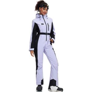 HOTIAN Women One Piece Ski Suits Slim Fit Overalls Jumpsuits Waterproof Winter Outdoor Snowboard Snow Suits (Medium, Purple)