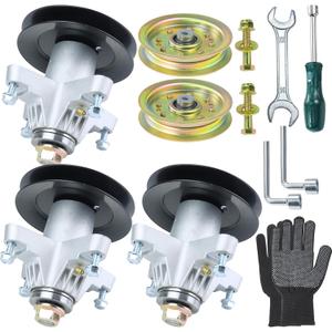 3 Pack Greased 918-04126 Spindle Assembly with 756-04129 Idler Pulley Replaces 618-04125A 618-04126A 918-04125A 918-04125B 918-04125C for Cub Cadet RZT50 ZT50 LT1050 MTD 17 Z Series Tractors