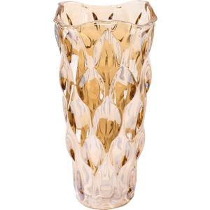 Amber Glass Vase, Thickened Cylindrical, Modern Boho Style, Handmade Decorative Flower Vase for Centerpiece Dining Table, Wedding, Holiday Party, 11.6 Inches Tall