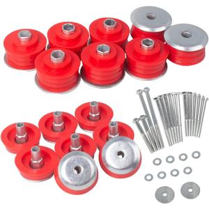 iKer Body Mount Bushing Kit Compatible with Ford F250 F350 2008-2016 Super Duty 2WD 4WD, Polyurethane Cab & Body Mount Steel Sleeves & Hardware Red