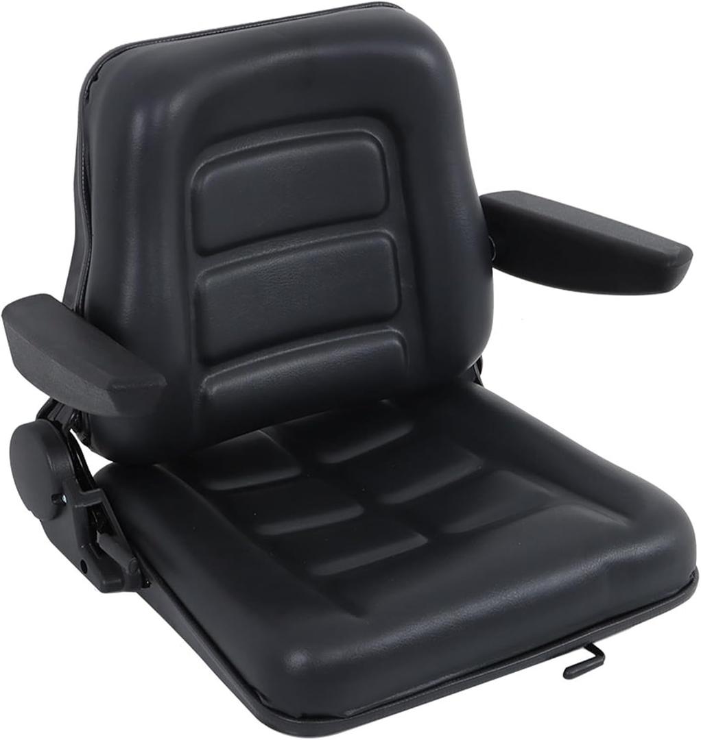 GXYWADY Universal Fold Down Adjustable Angle Back Forklift Seat Replacement for Tractor Excavator Skid Loader Backhoe Dozer Telehandler