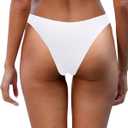Aqua Eve Women Cheeky Bikini Bottom Brazilian High Cut Swim Bottom Low Rise Bathing Suit Bottom (Medium, White)