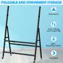 A-Frame Foldable Whiteboard Stand, Height and Width Adjustable, Mobile Stand with Wheels for All Heavy Duty Glass Blackboard, Chalkboard, Bulletin Board, Display Board, Drawing Board (Black)