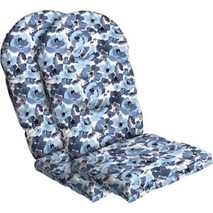 Arden Indoor/Outdoor Plush Modern Tufted Adirondack Cushion, 2-Pack, 21.5 x 19, Water Repellent, Rain Proof, Fade Resistant Cushion for Rocking Chair Or Adirondack Blue Garden Floral