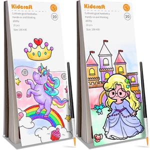 Paint with Water Coloring Books for Kids - 2 Pack, Pocket Mess Free Watercolor Painting Kit, Water Color Paint Set Arts and Crafts Gift for Girls Ages 4 5 6 7 8+, Travel Activity Toy
