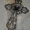 RELY+ Black Wall Cross 14X10 Inch Living Room Décor Outdoor Crucifix Wall Décor Metal Wall Art Decorative Hanging Iron Wrought Wall Décor Crosses for Rustic Indoor Home Valentine's Day Decorations