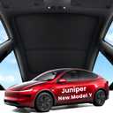 REEVAA 2026 Upgraded Tesla Model Y New (Juniper) Sunshade Roof [No Gaps, No-Sagging] Model Y Accessories Heat Insulation Foldable Glass Sunroof Cover for Model Y Juniper 2025-2026, 2PCS, Black