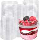 50 Pack 8 oz Plastic Dessert Cups with Lids,Disposable Plastic Cups,Clear Yogurt Parfait Cups for Ice Cream,Cake,Fruit,Parfait, Pudding and Jello Shot