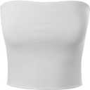 MixMatchy Women's Strapless Tube Tops Basic Bandeau Crop Sleeveless Backless Casual Sexy Going Out Tops Summer 2025 2 Pcs XL, Black and White