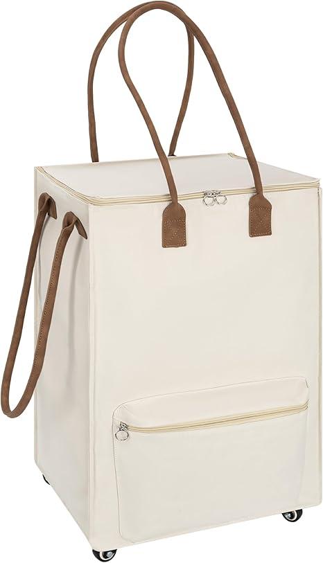 StorageWorks Grocery Cart on Wheels, Zipper Closure Rolling Bag, Shopping Trolley, Rolling Tote Bag with Handles