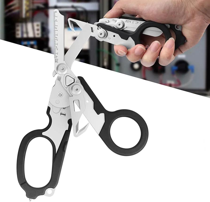 Elegital Emergency Response Shears, Stainless Steel Foldable Scissors Pliers, Outdoor Camping Rescue Scissors Tools (Black) Elegital Emergency Response Shears, Stainless Steel Foldable Scissors Pliers, Outdoor Camping Rescue Scissors Tools (Black)