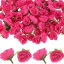 50-Pack Artificial Roses Heads, 1.2 Inch Small Silk Faux Rose Head for Wedding/Bouquet/Party Decorations, Fake Bloom Flower Heads Buds [Rose Red]